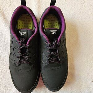 Reebok Women's Exofuse Cushioned Athletic Safety Work Shoe Gray and Plum Size 10